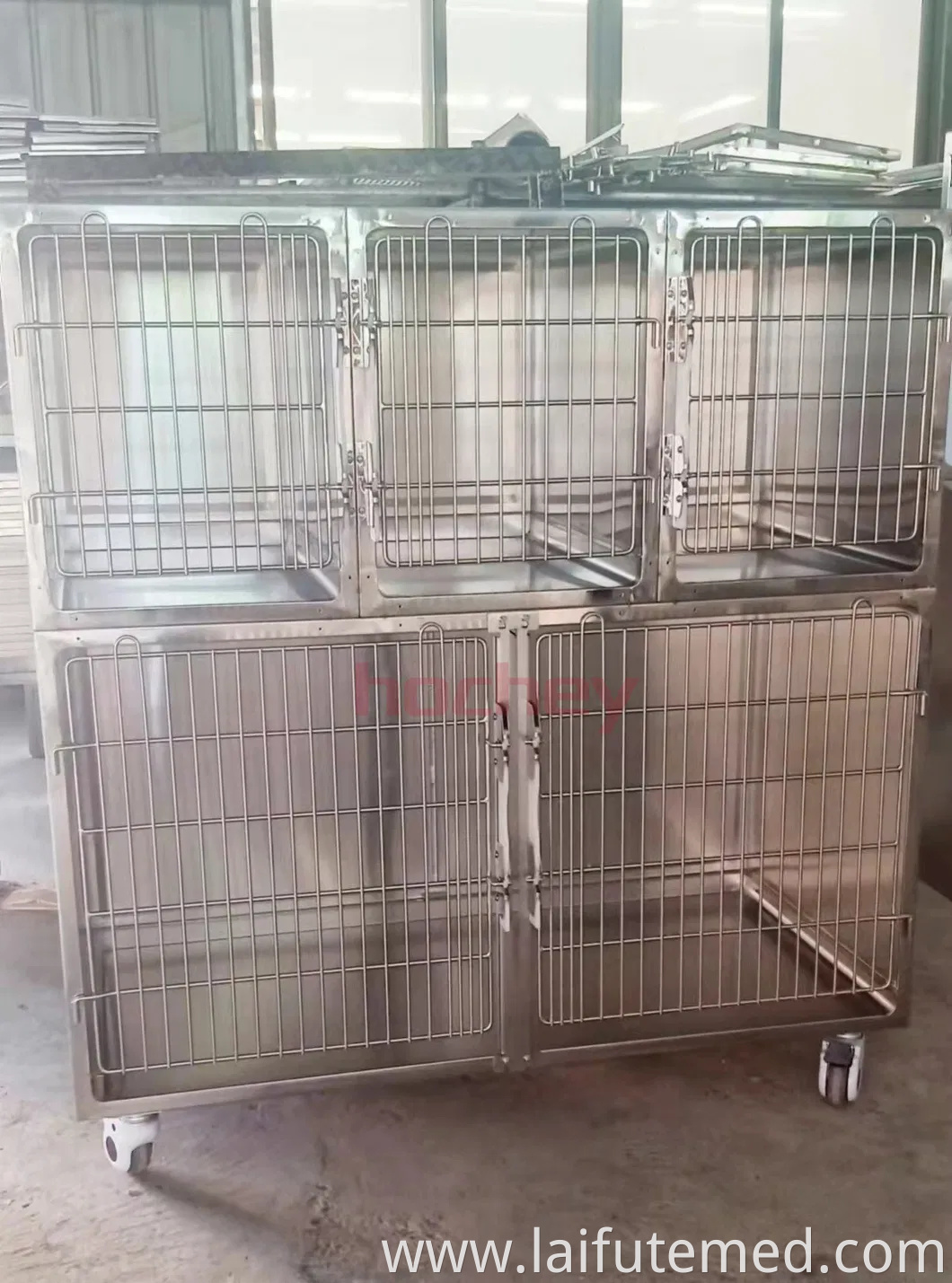 Factory Price Animal Veterinary Pet Cages Stainless Steel Vet Cat Cage with Wheels and Tray Oxygen Cage